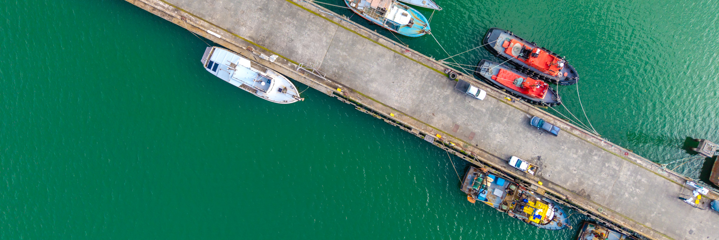 Birds eye view of Port Nikau Commercial Wharf