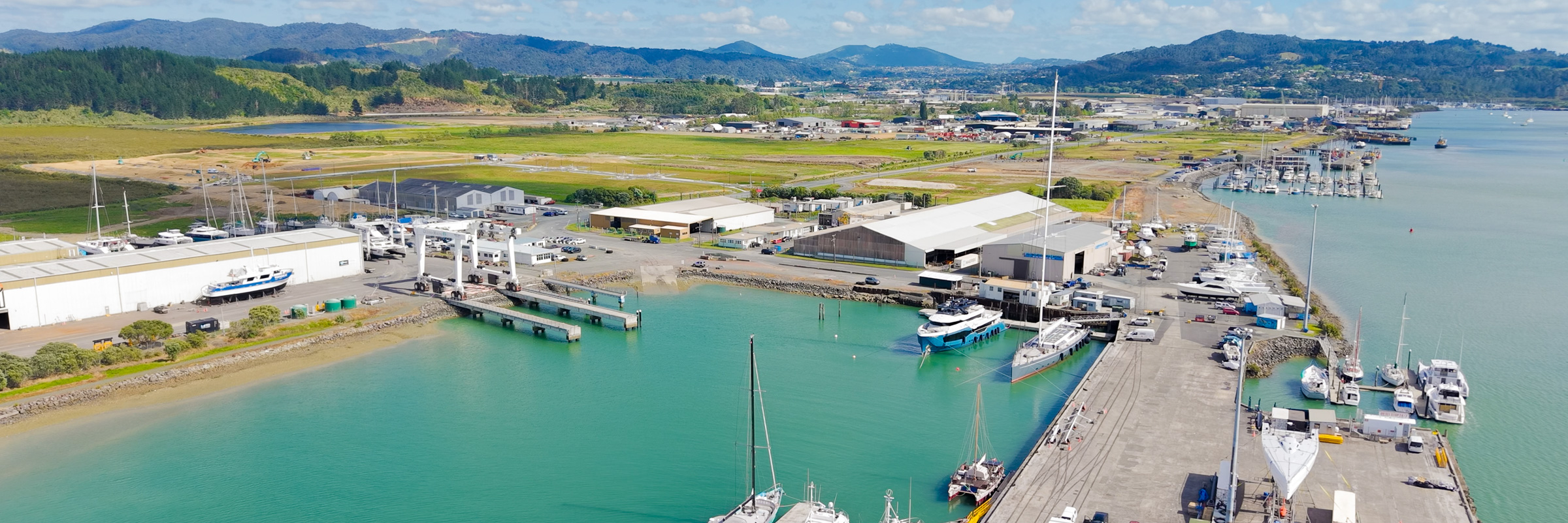 Aerial view of Port Nikau Main Wharf