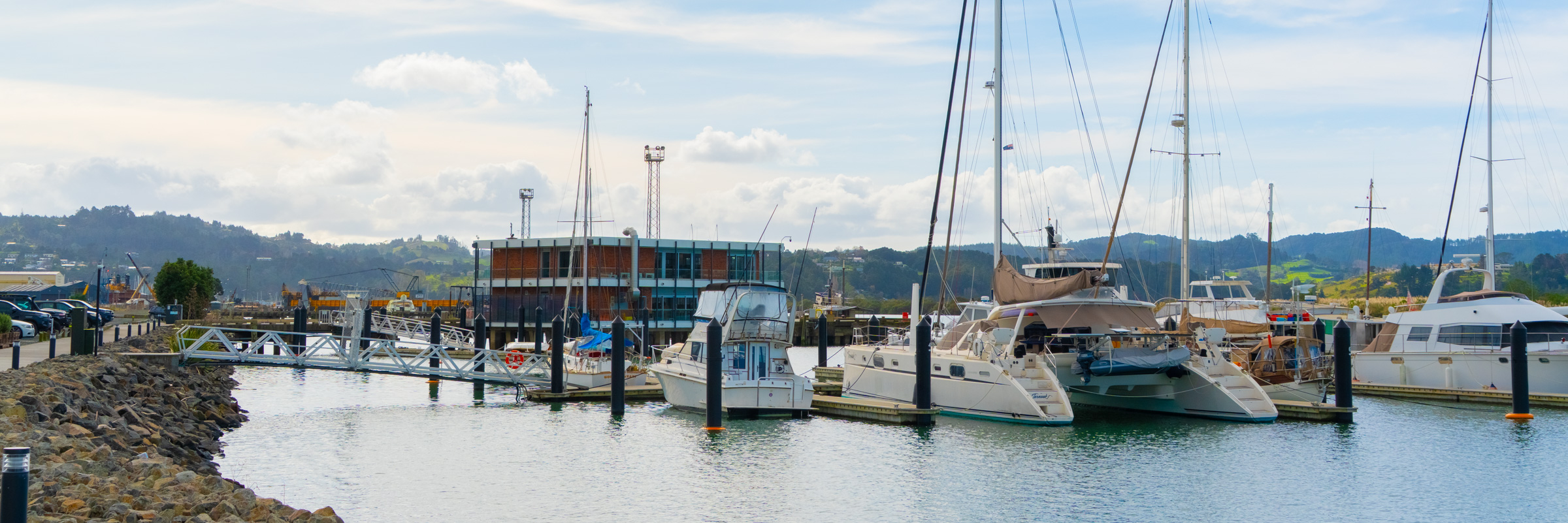 Boats docked at Port Nikau Marina