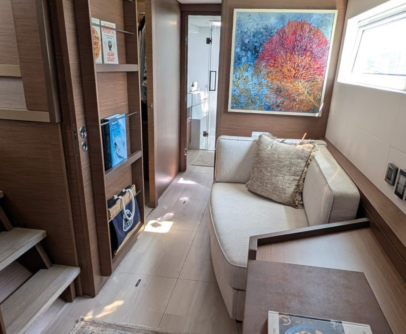 interior of the nuku catamaran at Port Nikau Whangārei New Zealand